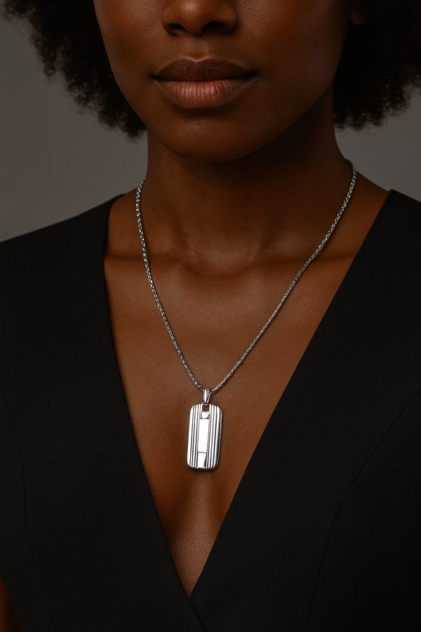 Minimalist Silver Dog Tag Necklace