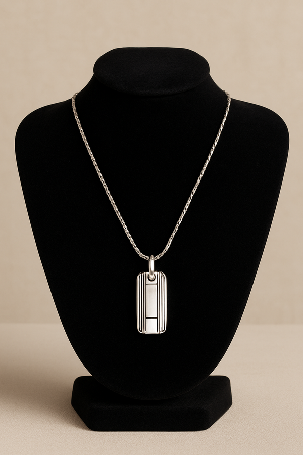 Minimalist Silver Dog Tag Necklace