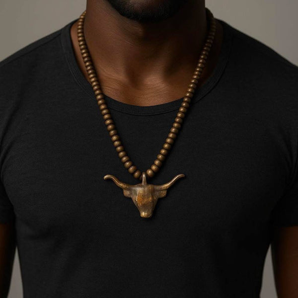 Bronze Bull Pendant Necklace