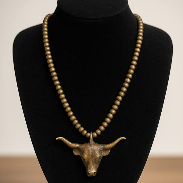 Bronze Bull Pendant Necklace